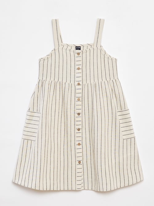 Vestito in misto lino con apertura con bottoni - Kiabi
