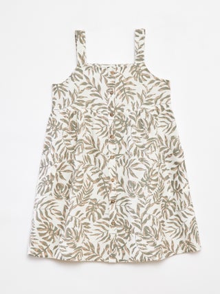 Vestito in misto lino con apertura con bottoni