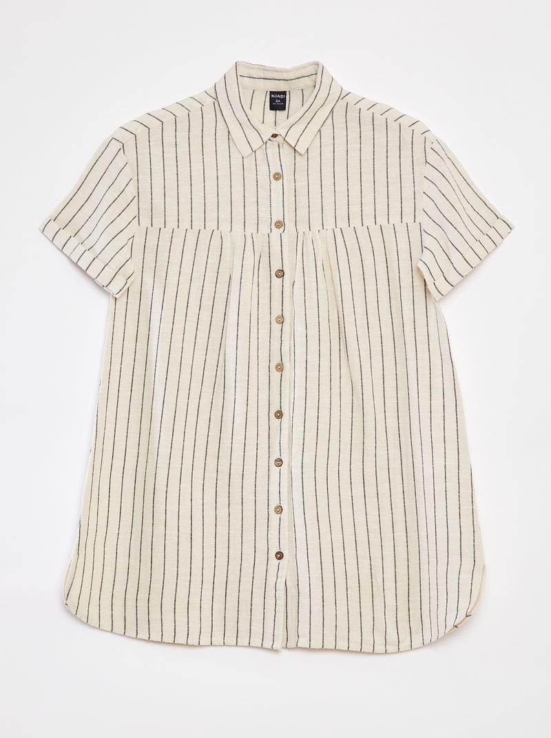 Vestito in misto lino con colletto a camicia BEIGE - Kiabi