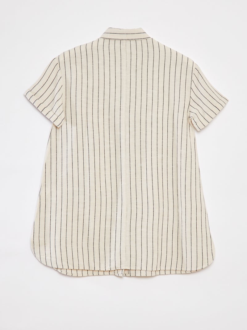 Vestito in misto lino con colletto a camicia BEIGE - Kiabi