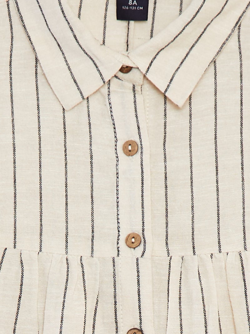 Vestito in misto lino con colletto a camicia BEIGE - Kiabi