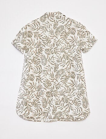 Vestito in misto lino con colletto a camicia