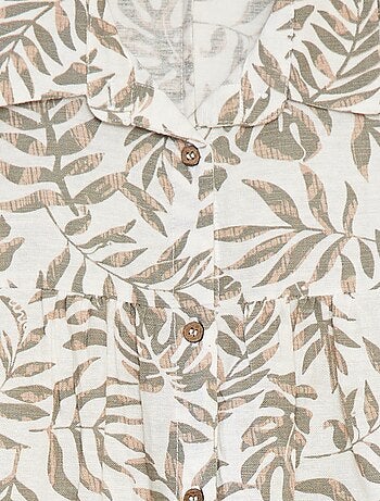 Vestito in misto lino con colletto a camicia