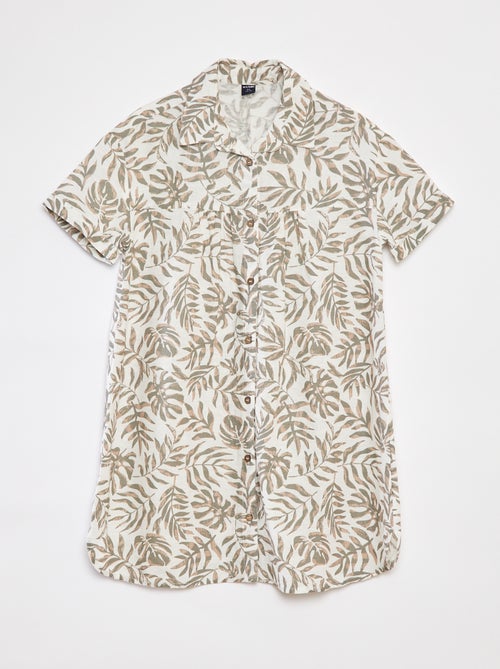 Vestito in misto lino con colletto a camicia - Kiabi