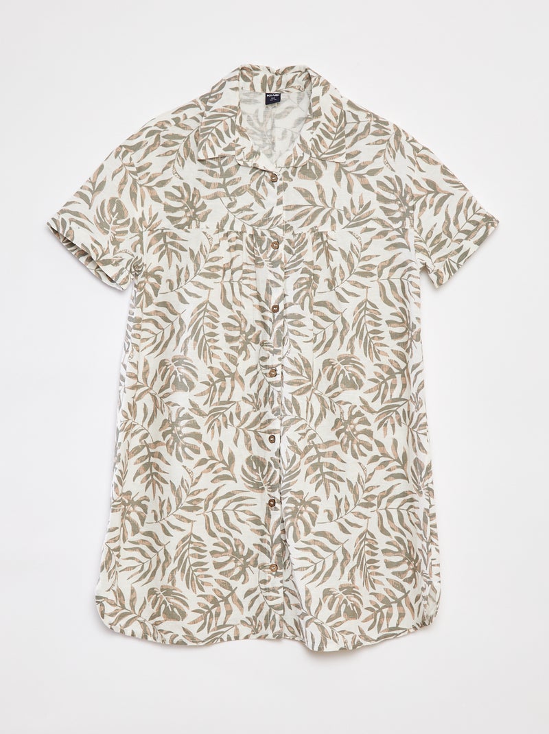 Vestito in misto lino con colletto a camicia Bianco - Kiabi