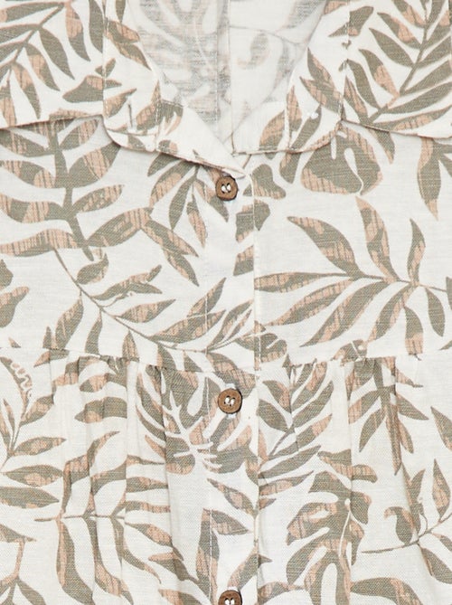 Vestito in misto lino con colletto a camicia - Kiabi