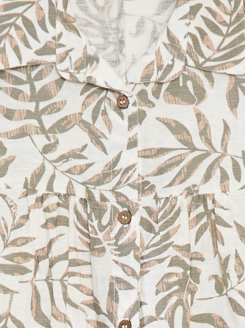 Vestito in misto lino con colletto a camicia Bianco - Kiabi