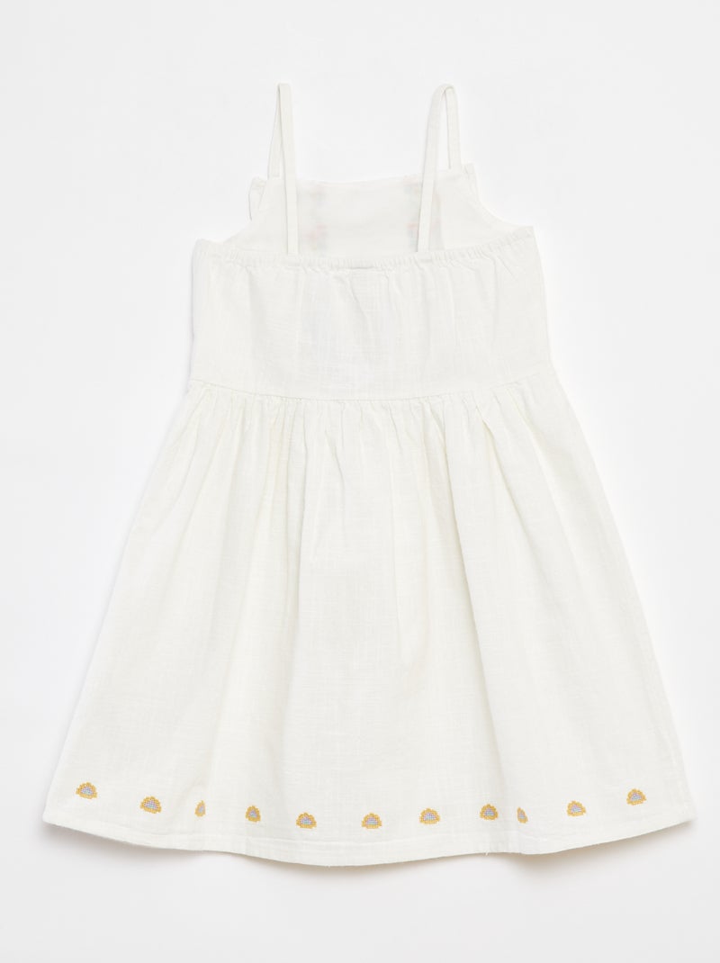 Vestito in ordito e trama con ricami Bianco - Kiabi