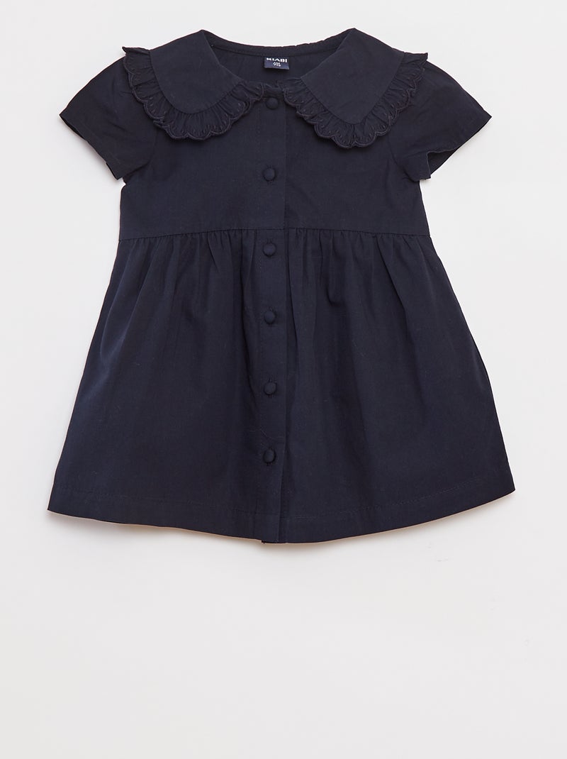 Vestito in popeline con apertura con bottoni Blu - Kiabi