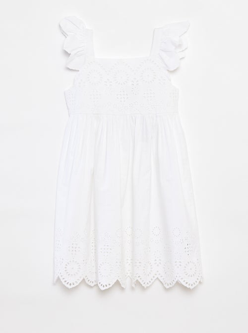 Vestito in popeline con ricamo sangallo - Kiabi
