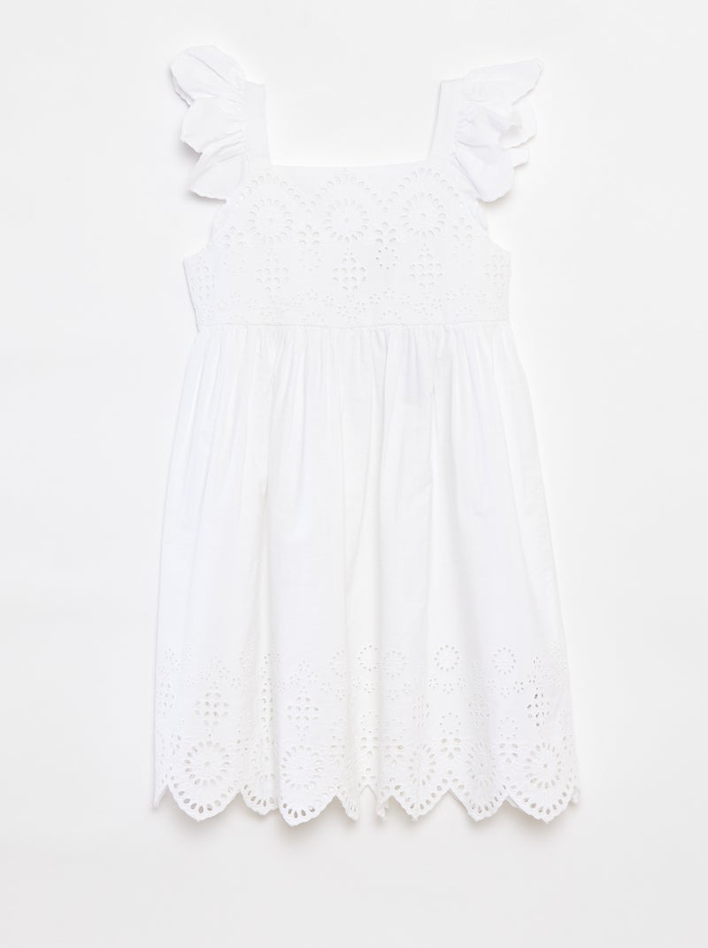 Vestito in popeline con ricamo sangallo bianco - Kiabi