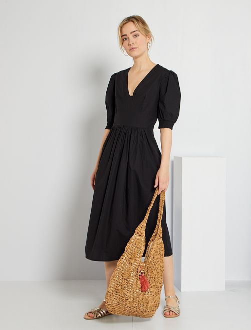 Vestito in popeline di cotone - MARRONE - Kiabi - 18.00€