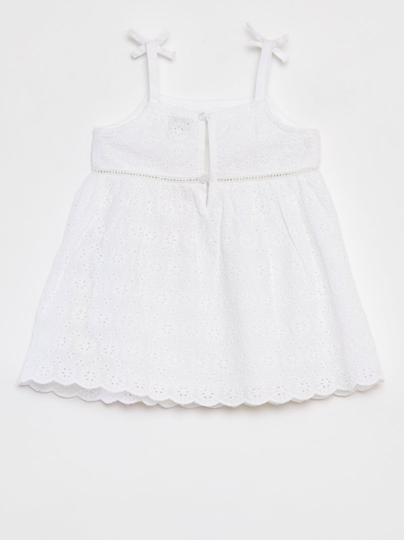 Vestito in ricamo punto inglese e spalline sottili bianco - Kiabi