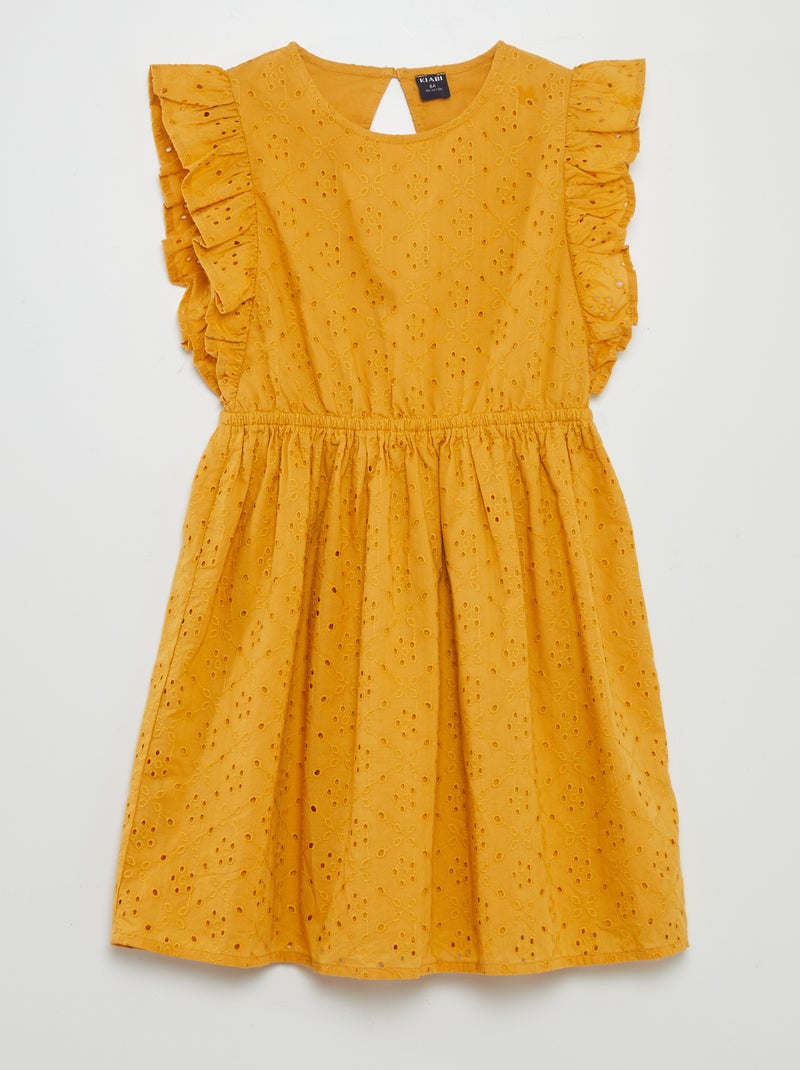 Vestito in ricamo punto inglese GIALLO - Kiabi