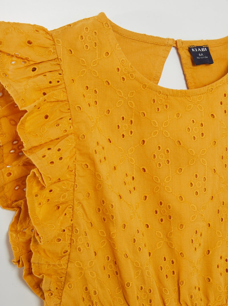 Vestito in ricamo punto inglese GIALLO - Kiabi