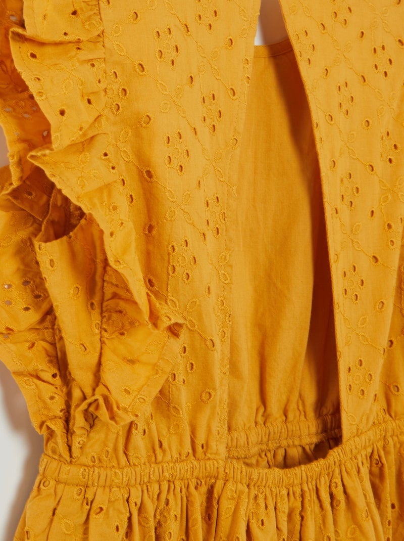 Vestito in ricamo punto inglese GIALLO - Kiabi