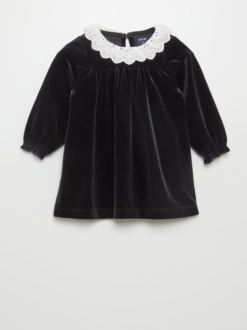 Vestito in ricamo punto inglese nero - Kiabi