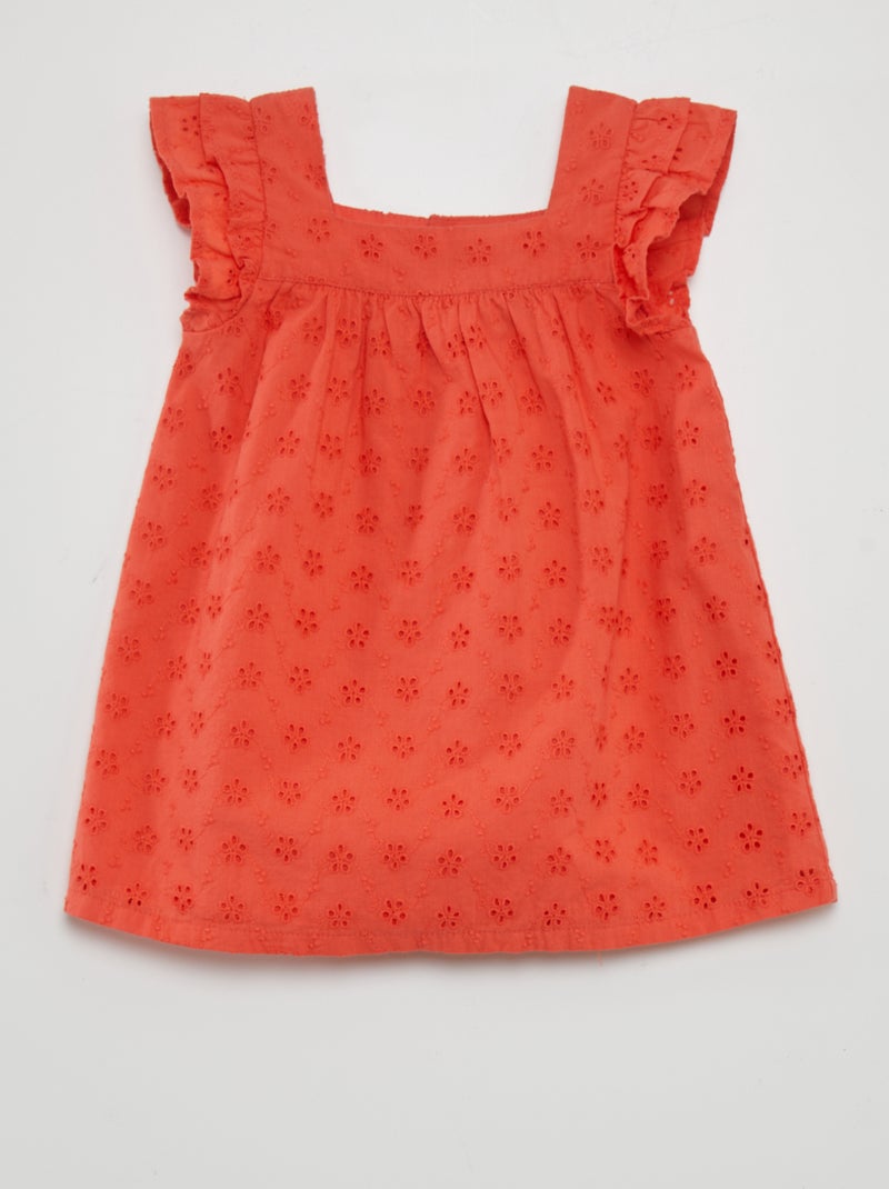 Vestito in ricamo punto inglese ROSSO - Kiabi