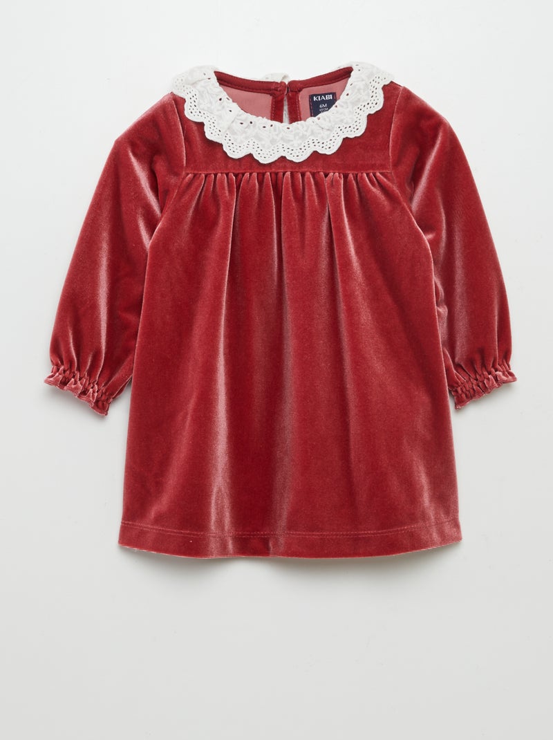 Vestito in ricamo punto inglese rosso - Kiabi