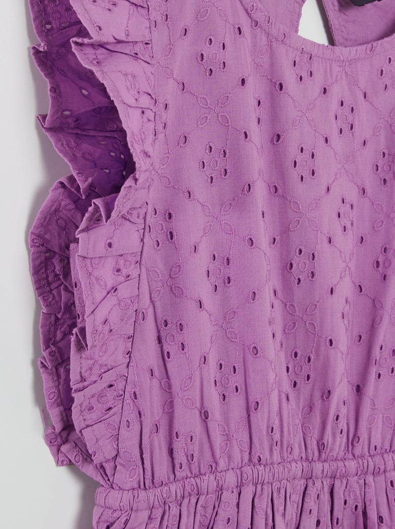 Gonnellino-pantalone (skort) Free People Serenity, Taglia L, Viola Con Ricamo Inglese, Vita Elastica, Perfetto Per L'estate