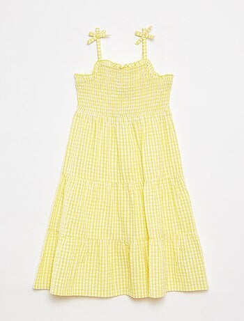 Vestito in tessuto crespone con top in punto smock