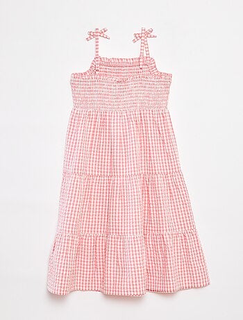Vestito in tessuto crespone con top in punto smock