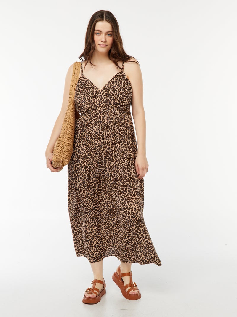 Vestito in tessuto effetto crêpe con spalline sottili Beige - Kiabi
