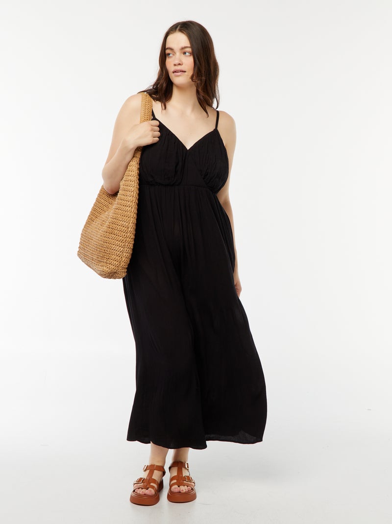 Vestito in tessuto effetto crêpe con spalline sottili nero - Kiabi