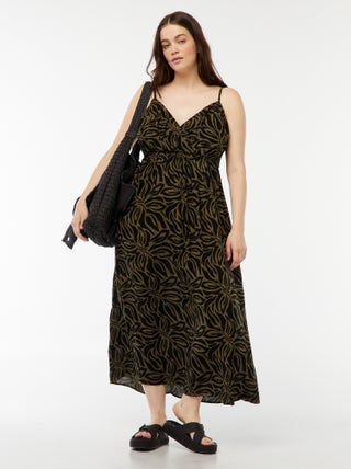 Vestito in tessuto effetto crêpe con spalline sottili