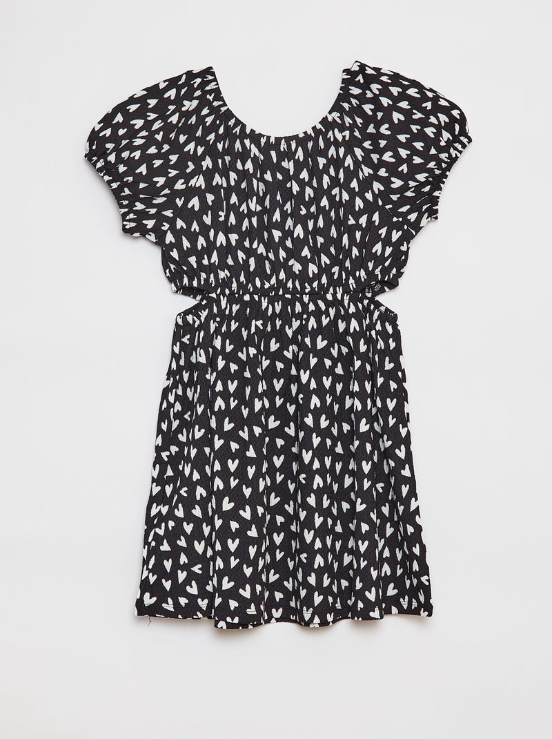 Vestito in tessuto effetto crêpe con stampa NERO - Kiabi