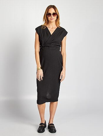 Vestito in tessuto effetto crêpe lunghezza midi