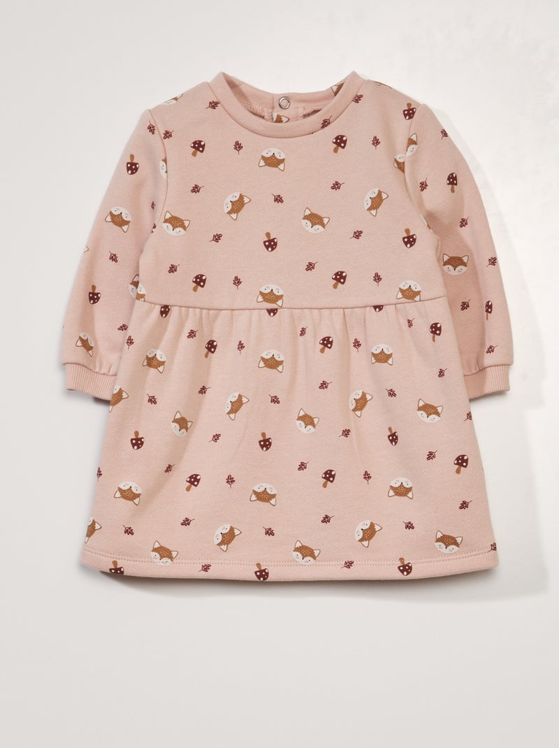 Vestito in tessuto felpato con maniche lunghe ROSA - Kiabi
