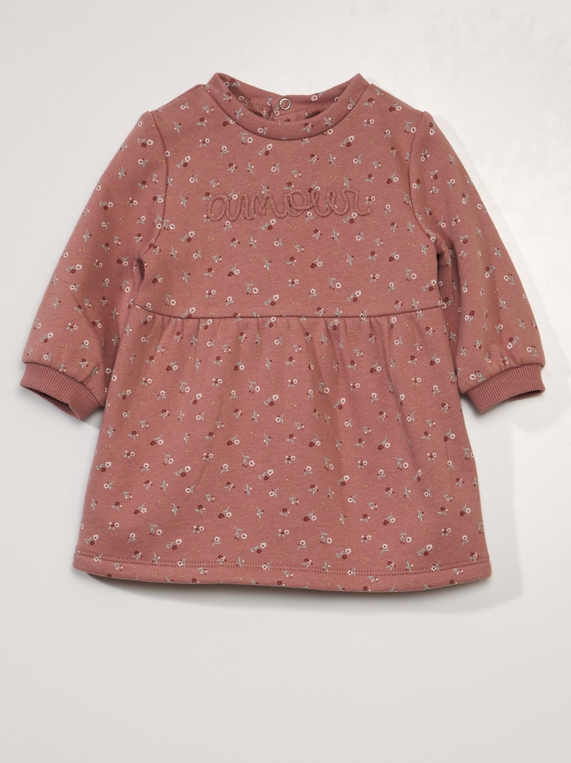 Vestito in tessuto felpato con maniche lunghe ROSA - Kiabi
