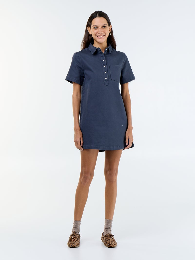 Vestito in twill taglio corto Blu - Kiabi