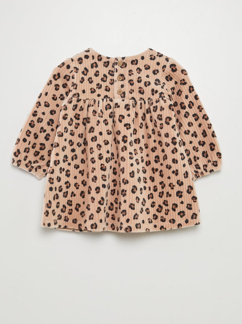 Vestito in velluto a coste con motivo BEIGE - Kiabi