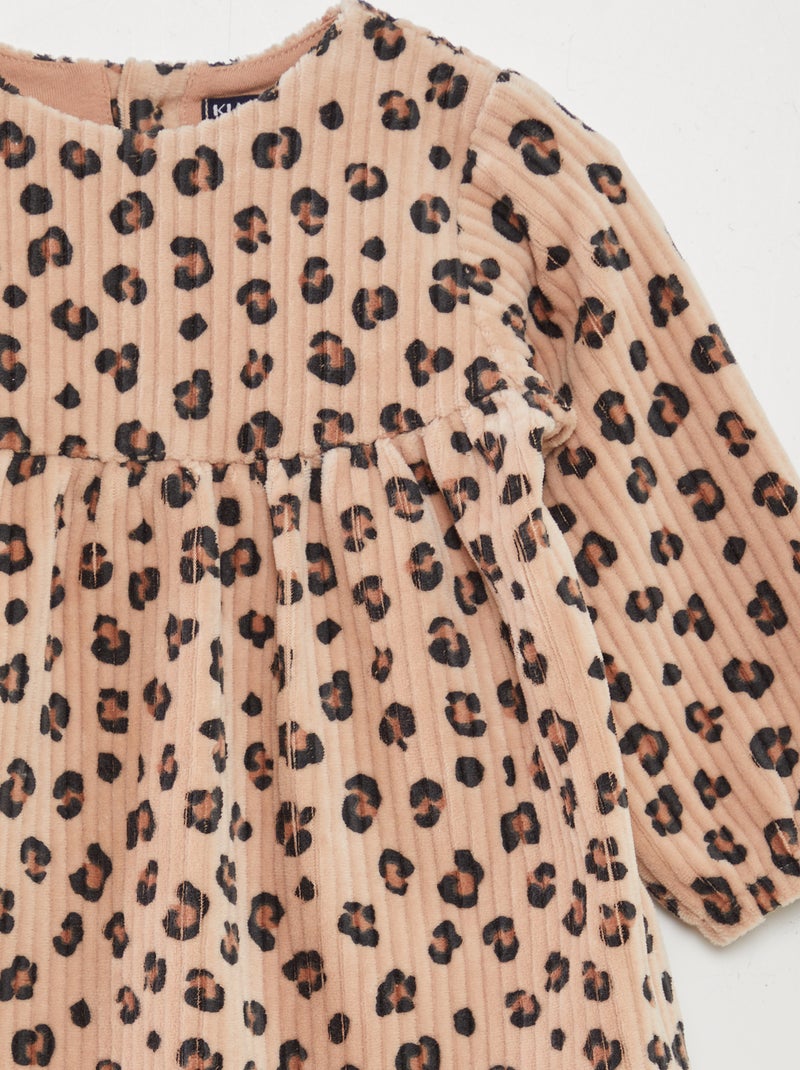 Vestito in velluto a coste con motivo BEIGE - Kiabi