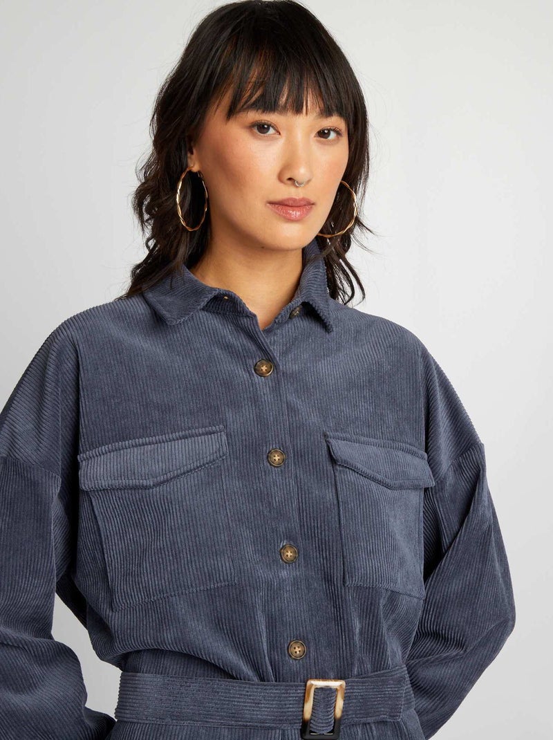 DESIGN - Vestito Corto In Velluto Bordeaux Con Risvolto E Maniche A Pipistrello - Foto 6