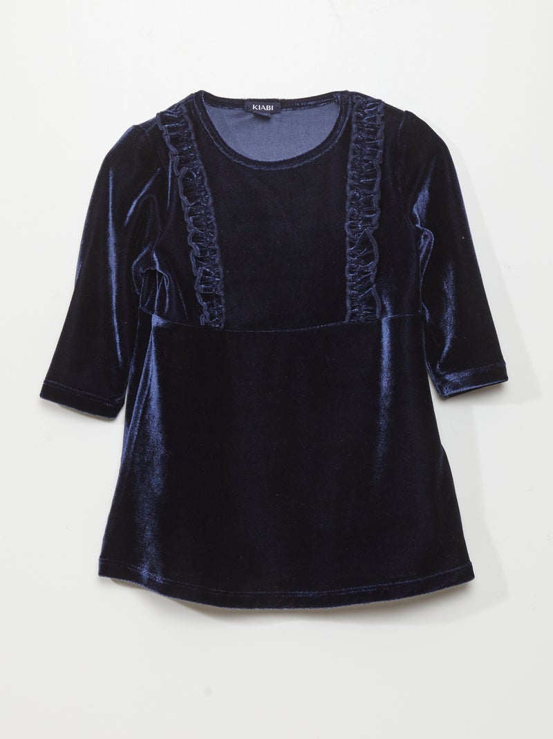 Vestito in velluto con arricciature BLU - Kiabi