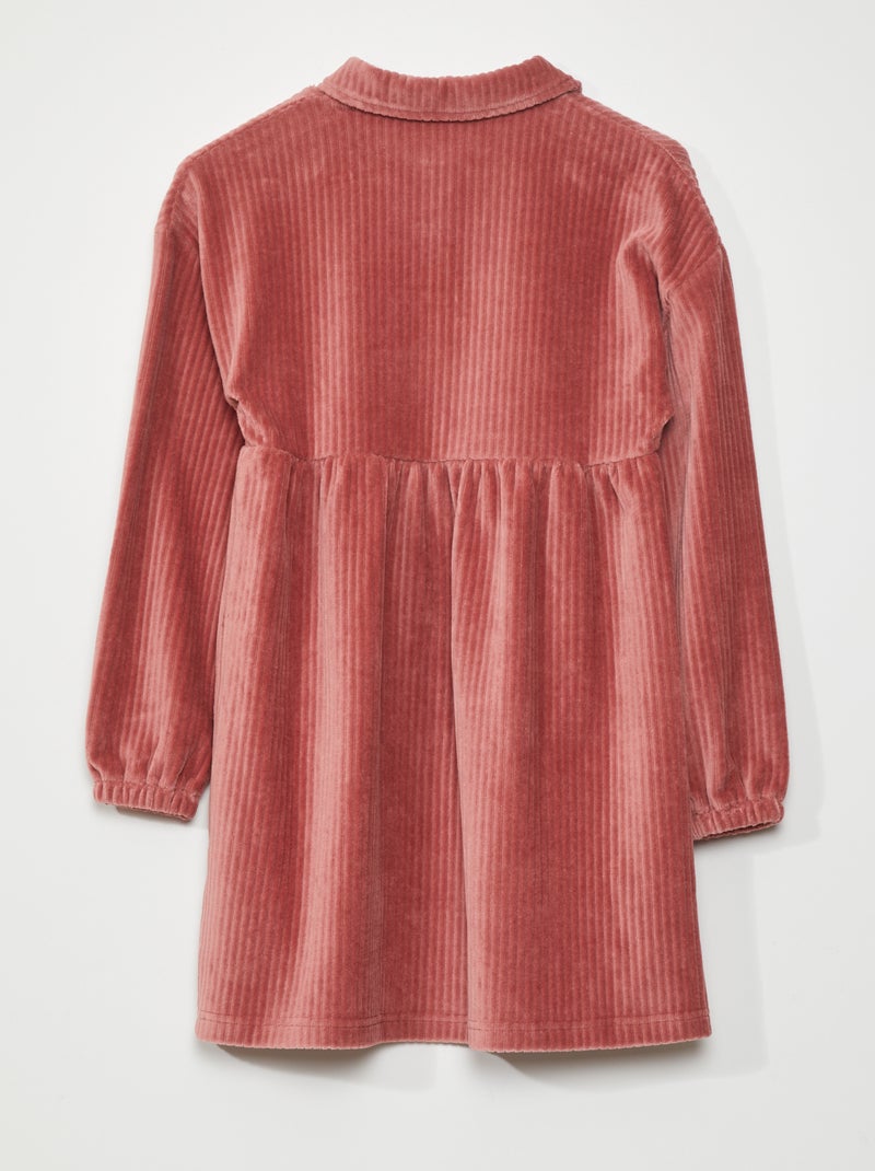 EDITION - Vestito Corto Accollato In Velluto Verde Oliva Drappeggiato E Decorato Con Frange - Foto 4