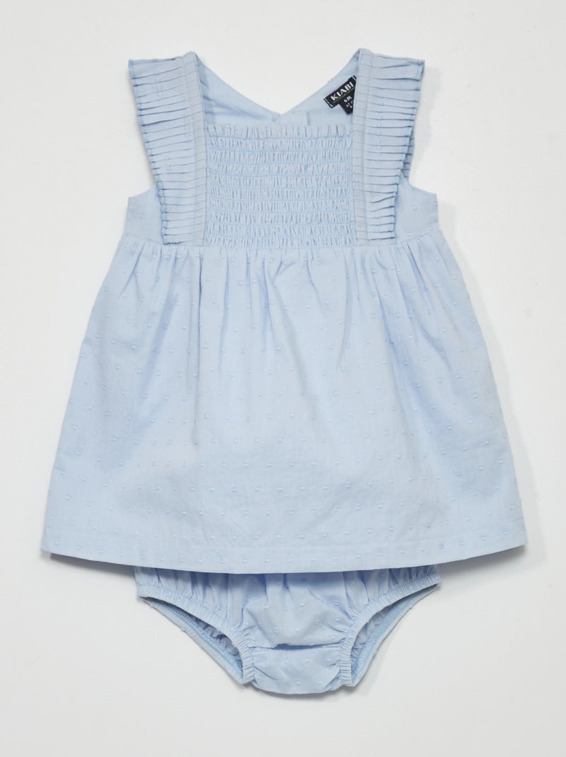 Vestito in voile di cotone + slip - 2 pezzi BLU - Kiabi