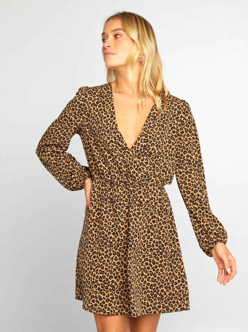 Vestito incrociato stampato BEIGE - Kiabi