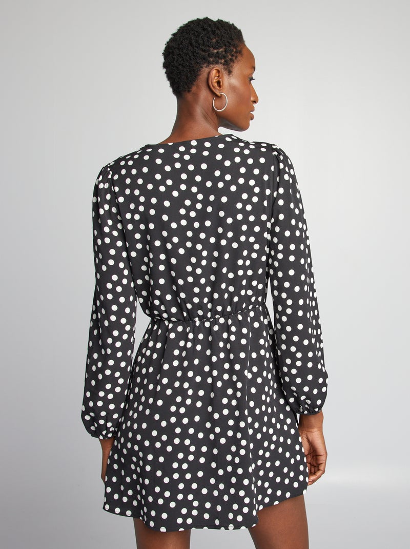 Vestito incrociato stampato NERO - Kiabi