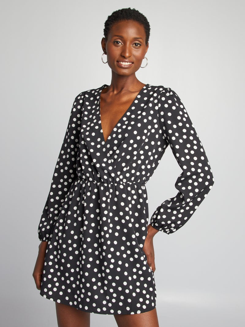 Vestito incrociato stampato NERO - Kiabi