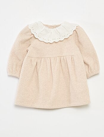 Abito interlock con ampio colletto in garza di cotone