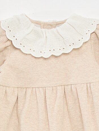 Abito interlock con ampio colletto in garza di cotone