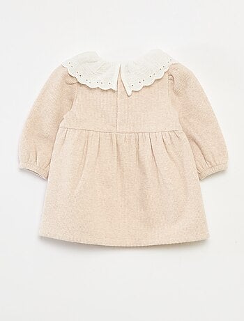 Abito interlock con ampio colletto in garza di cotone