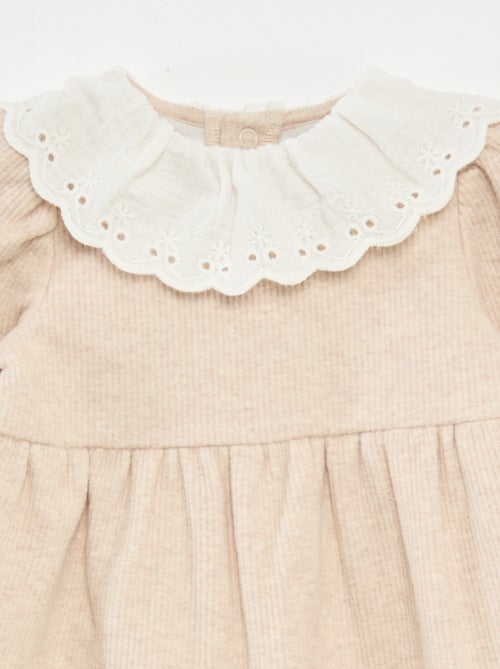 Vestito interlock con ampio colletto in garza di cotone - Kiabi