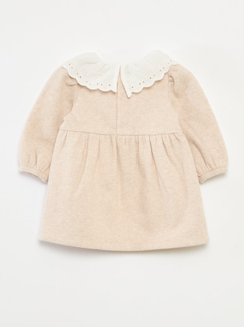 Vestito interlock con ampio colletto in garza di cotone Beige - Kiabi