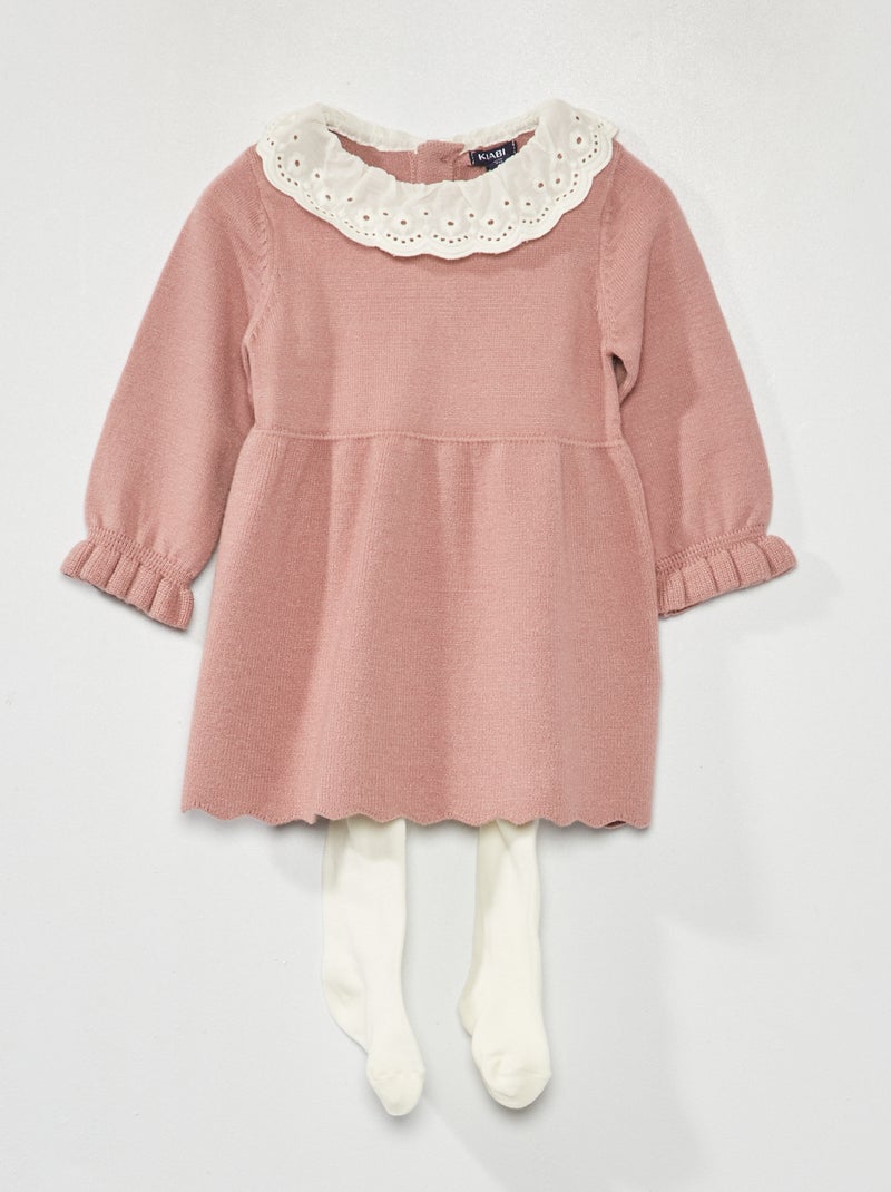 Vestito lavorato a maglia + collant - 2 pezzi ROSA - Kiabi