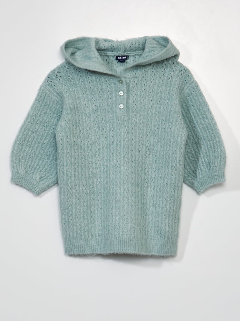 Vestito lavorato a maglia con cappuccio VERDE - Kiabi